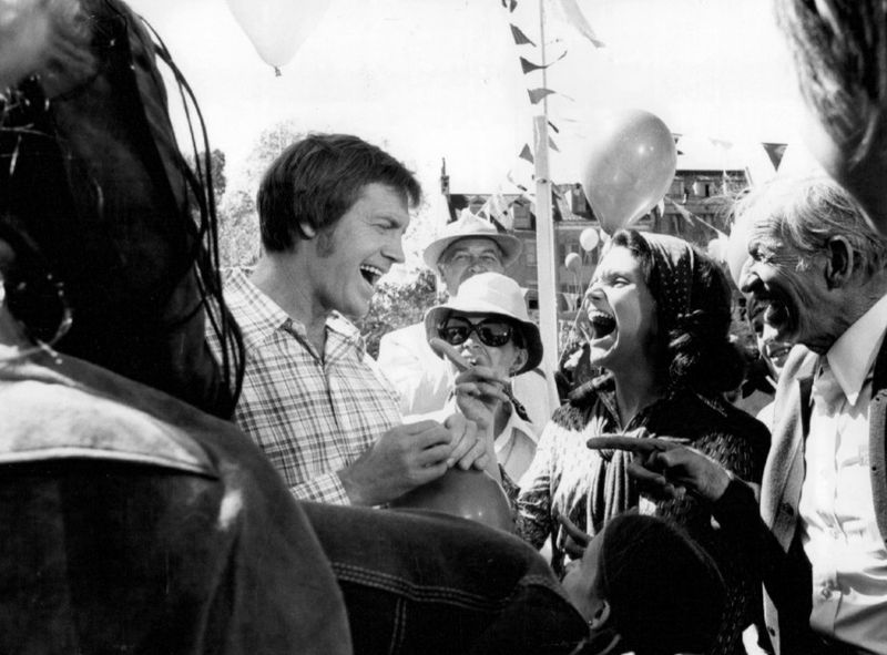 Ronny Cox (George Apple), Lee McCain (Barbara Apple) and Malcom Atterbury (Grandfather Aldon Apple)